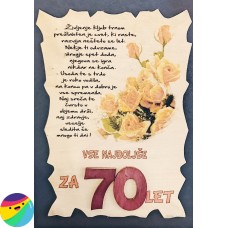 Leseni napis za 70 let - Rože